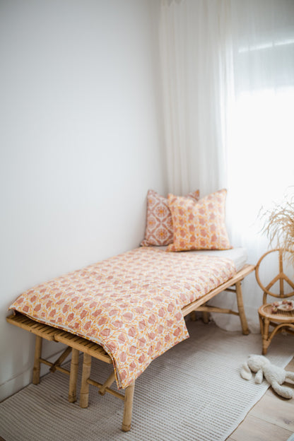 Citrine Bougainvillea Linen Cushion Cover